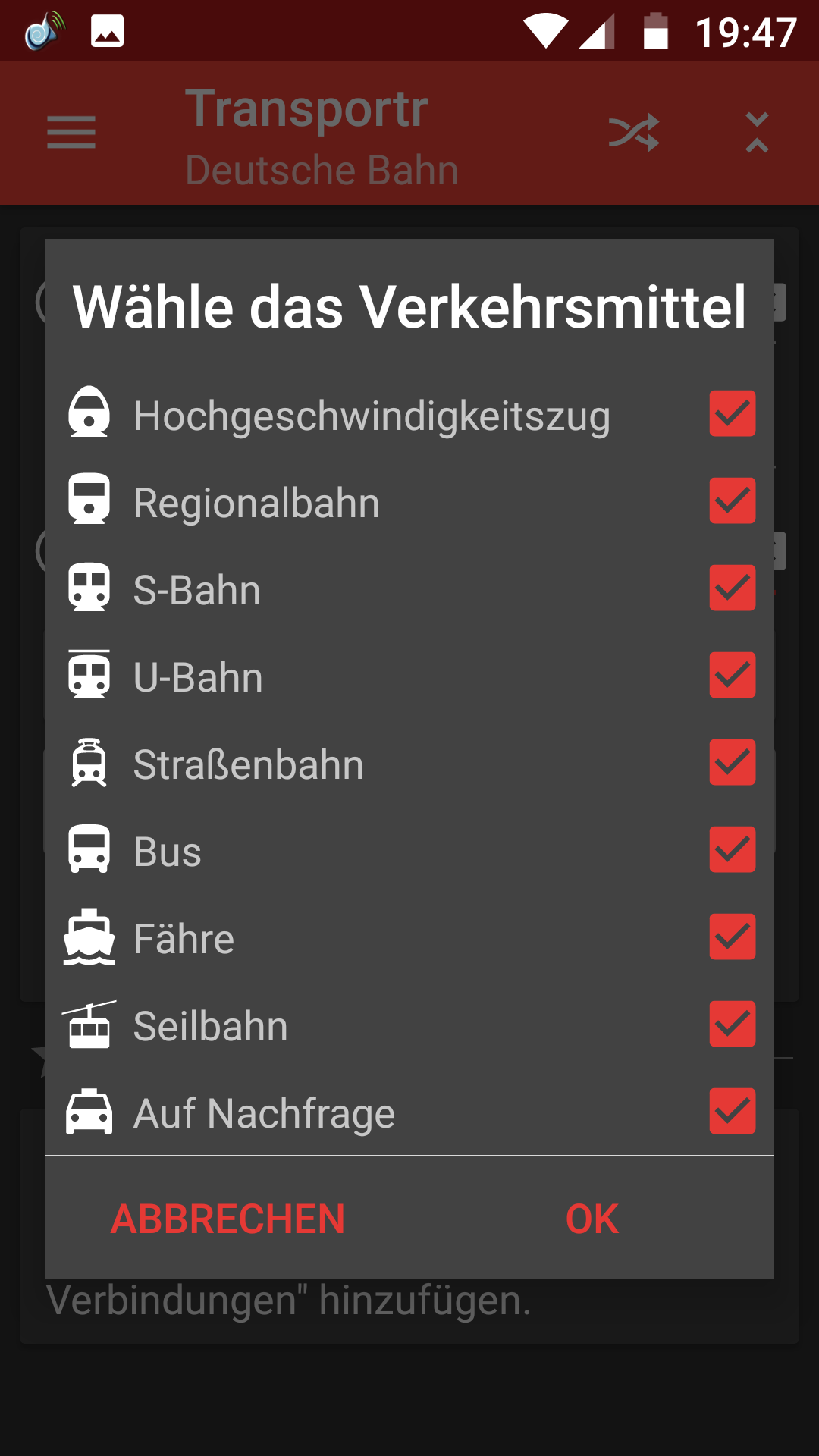Screenshot Transportr