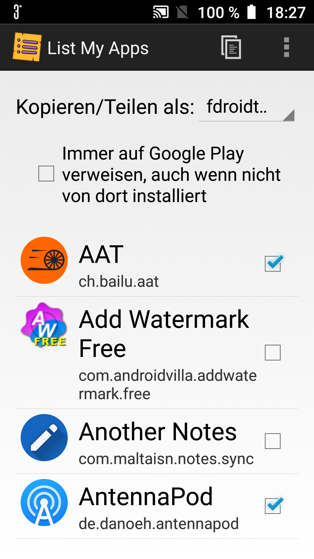 Screenshot List My Apps
